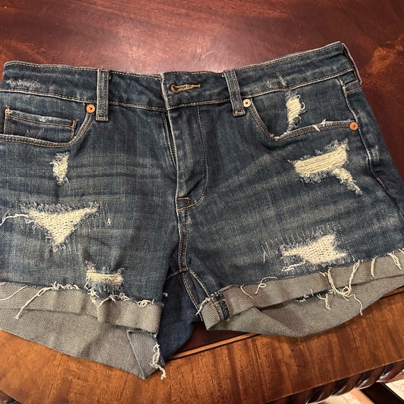 Blank NYC Blue Distressed Jean Shorts - Picture 1 of 3